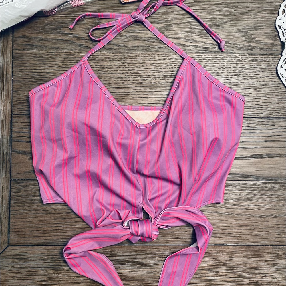 Kortni Jeane Striped Pink Tie-up Top